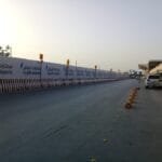 Wayfinding signage project at Riyadh Airport in Saudi Arabia showing directional signage and branded construction hoarding by Kaiian Agency